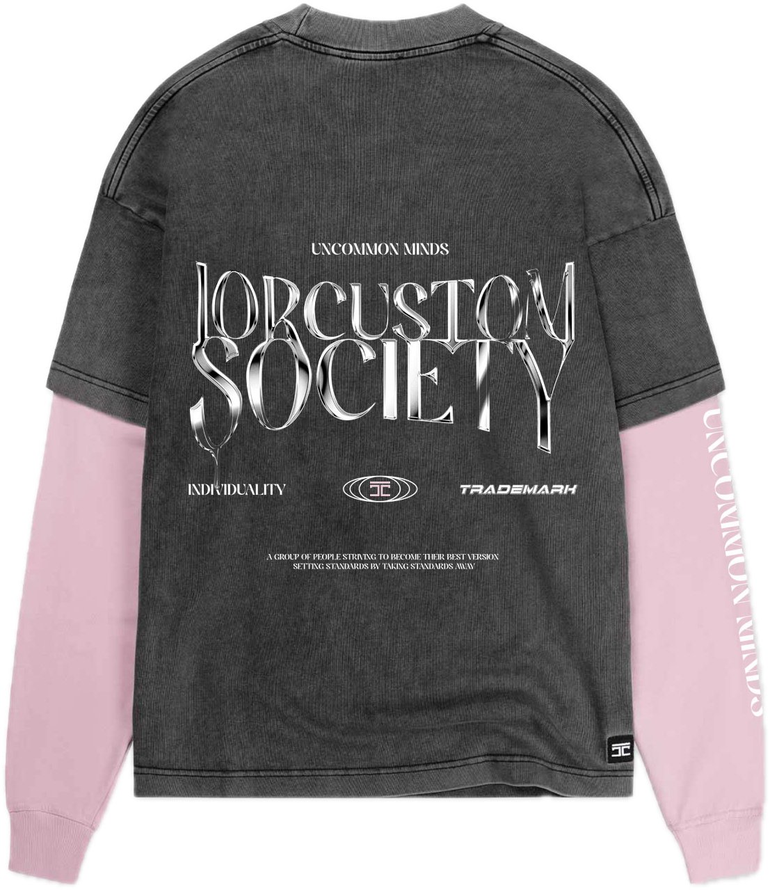 JORCUSTOM Uncommon Double Ls Shirt Acid-Pink Roze