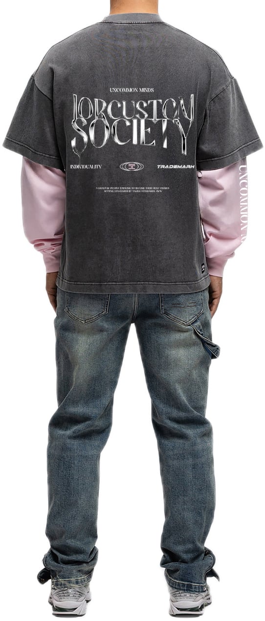 JORCUSTOM Uncommon Double Ls Shirt Acid-Pink Roze