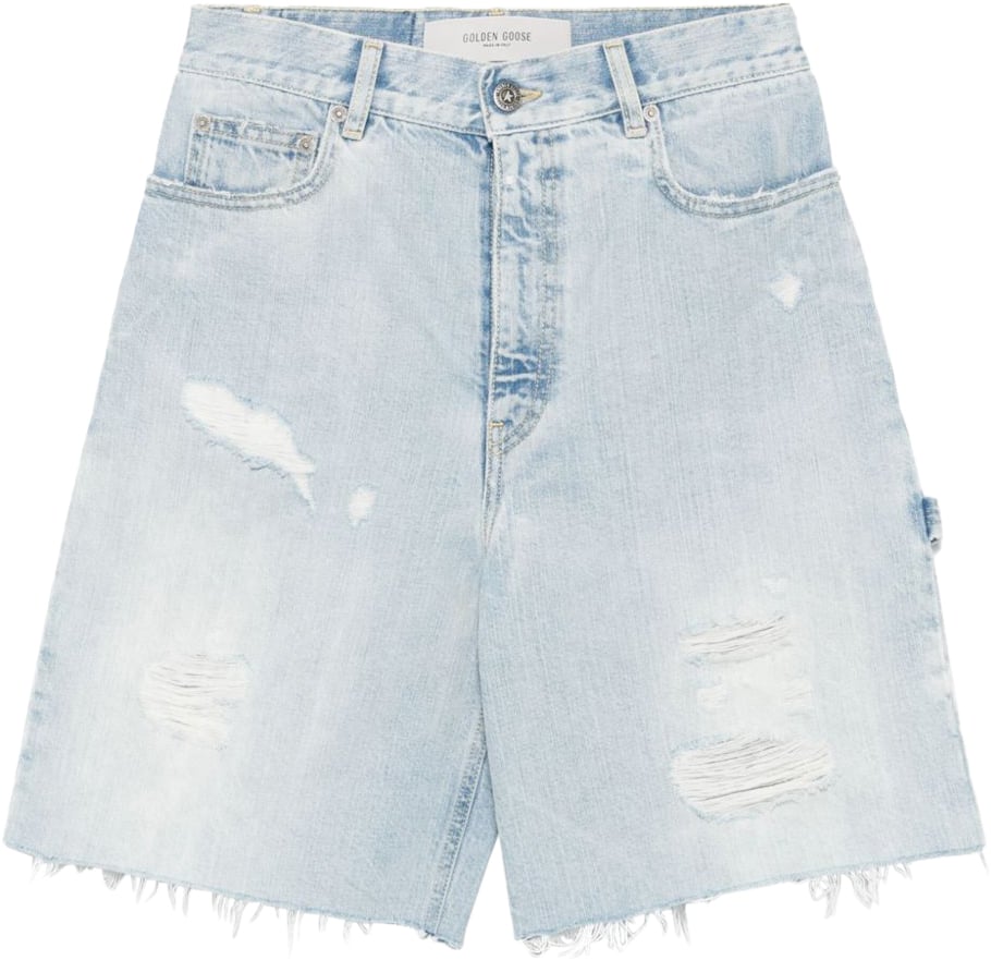 Golden Goose Used look denim bermudas Blauw