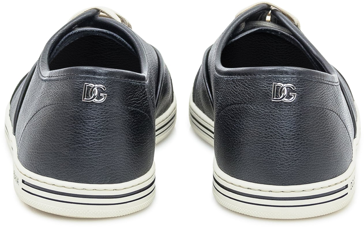 Dolce & Gabbana Dolce & Gabbana Sneakers Vit Back in Pelle Blu Zwart
