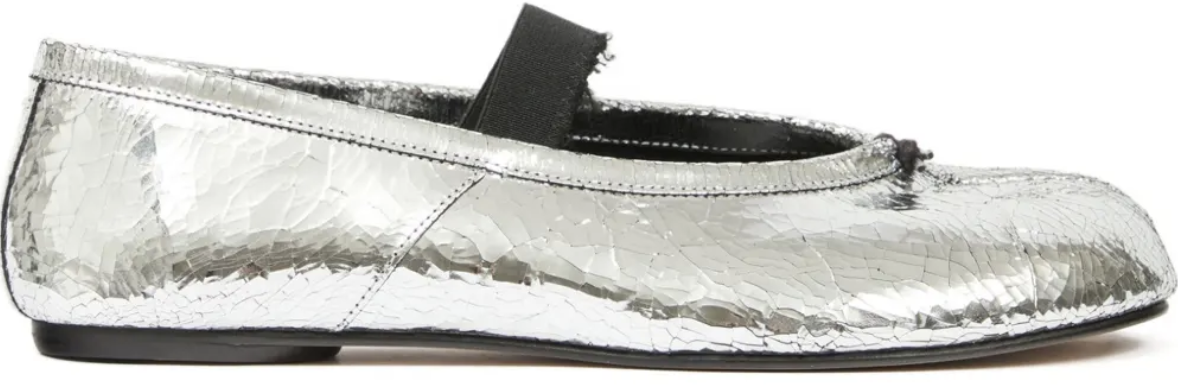 Maison Margiela Tabi Ballerina Flat Elastic Band Broken Mirror/elastic Zilver