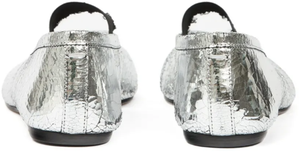 Maison Margiela Tabi Ballerina Flat Elastic Band Broken Mirror/elastic Zilver