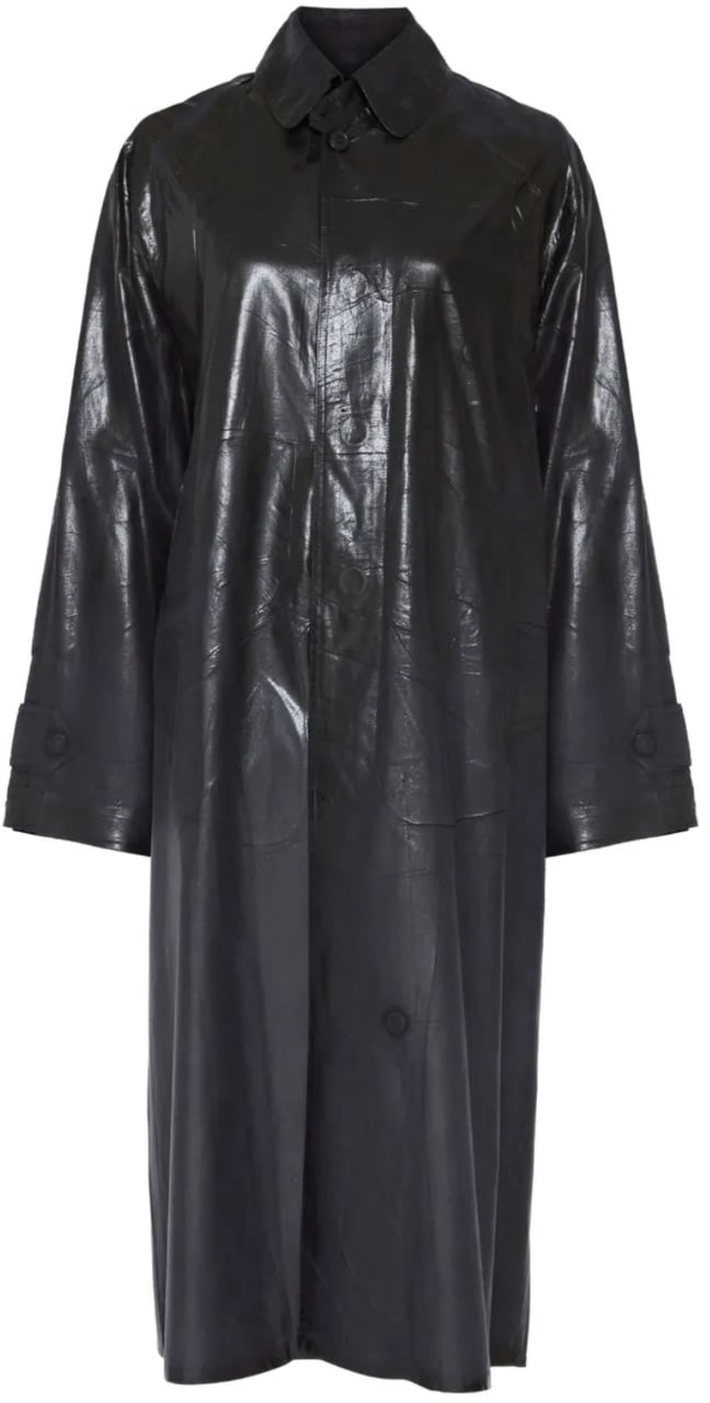 Maison Margiela Coated Trench Coat Black Zwart