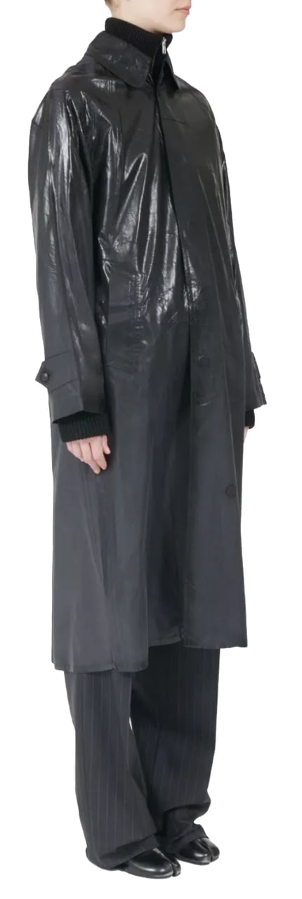 Maison Margiela Coated Trench Coat Black Zwart