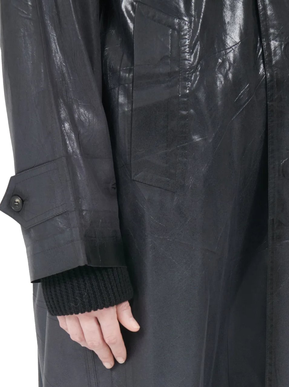 Maison Margiela Coated Trench Coat Black Zwart