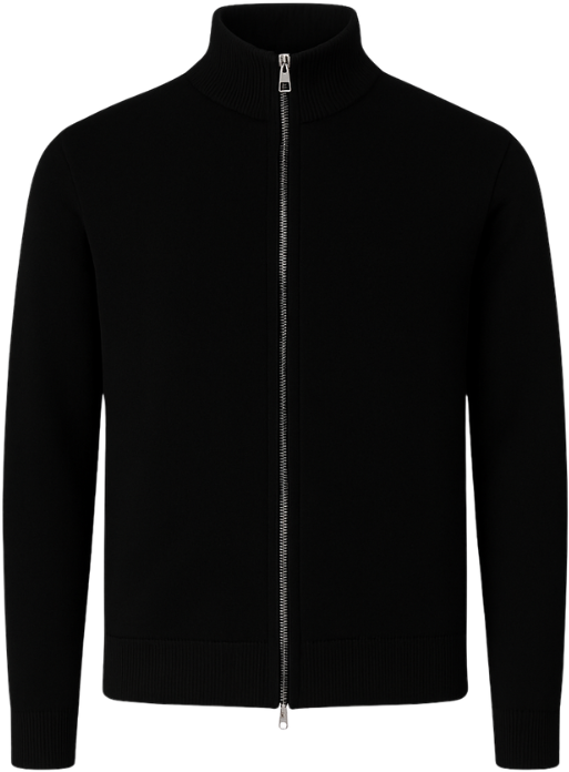 Richesse KNITTED ZIPPER VEST BLACK Zwart
