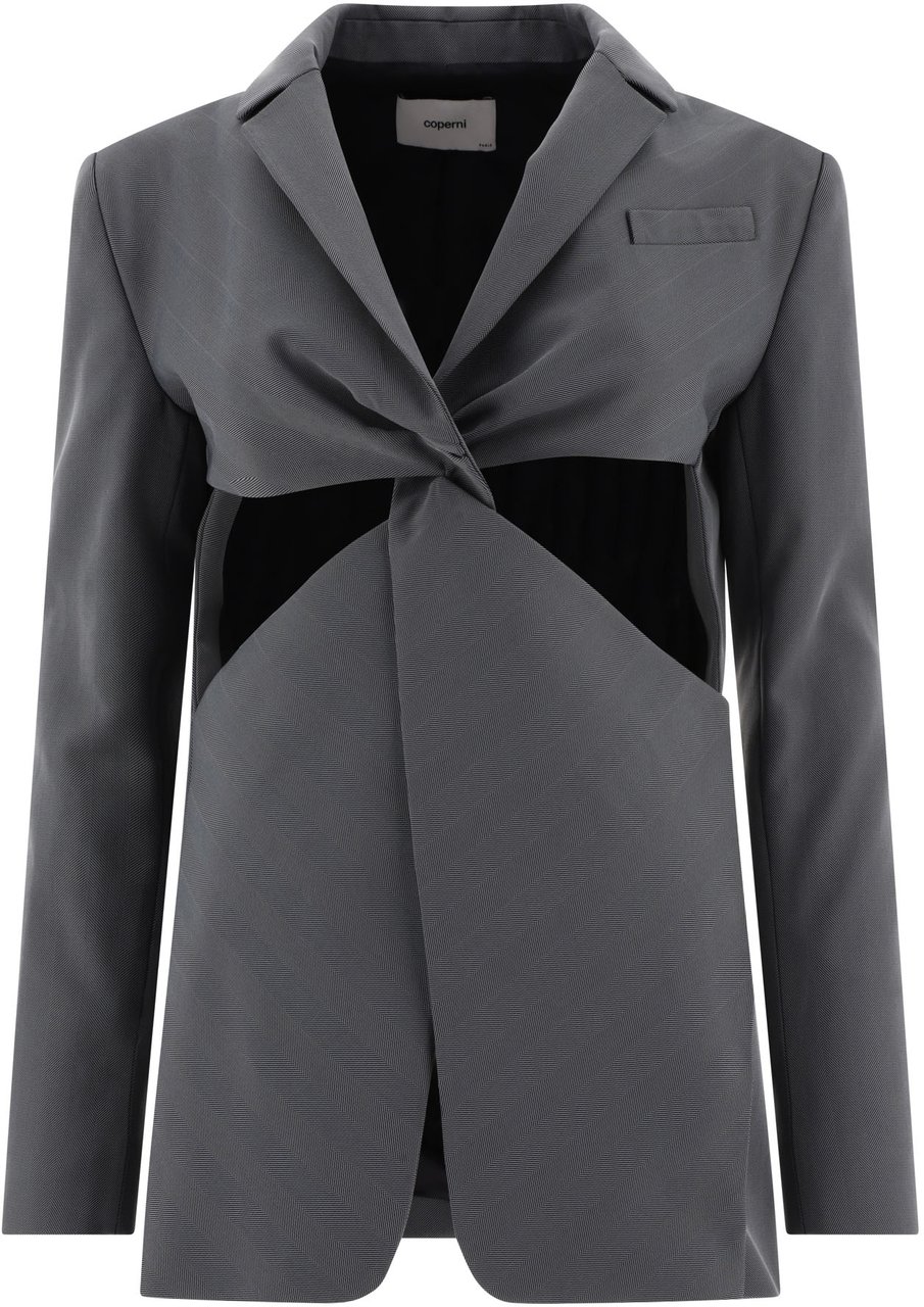Coperni "Twisted Cut-Out" Tailored Jacket Grijs
