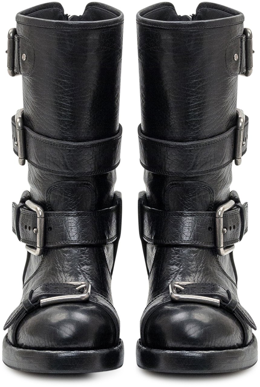 Dolce & Gabbana Dolce & Gabbana Stivaletto Horse in Pelle Nera Zwart