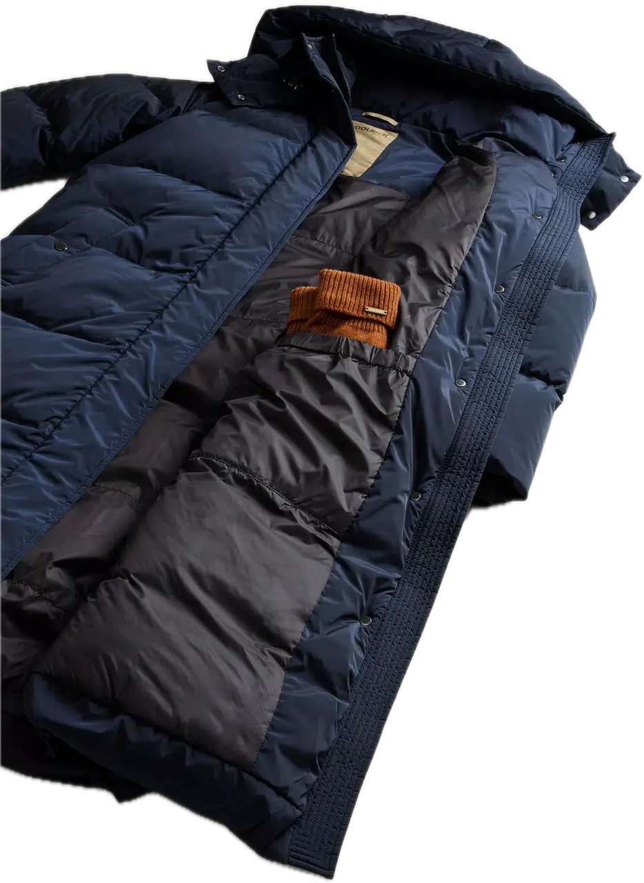 Woolrich Extra Long Kelly Parka Melton Blue Blauw