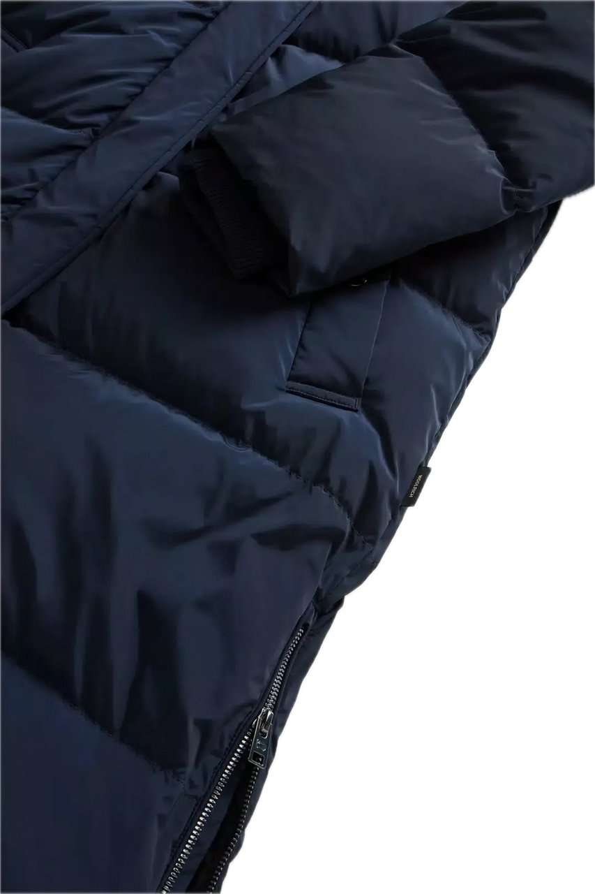 Woolrich Extra Long Kelly Parka Melton Blue Blauw