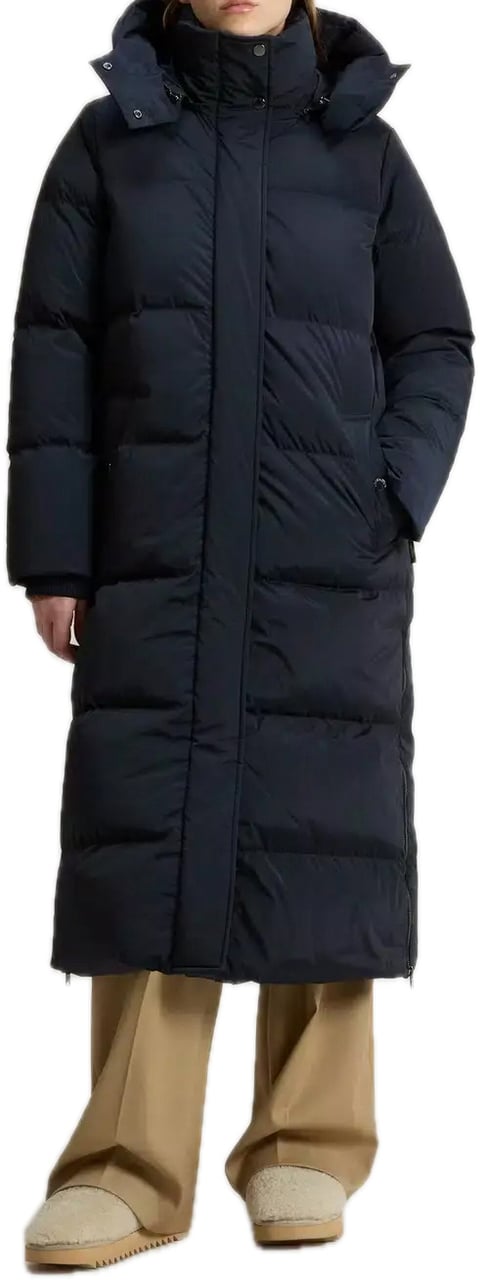 Woolrich Extra Long Kelly Parka Melton Blue Blauw