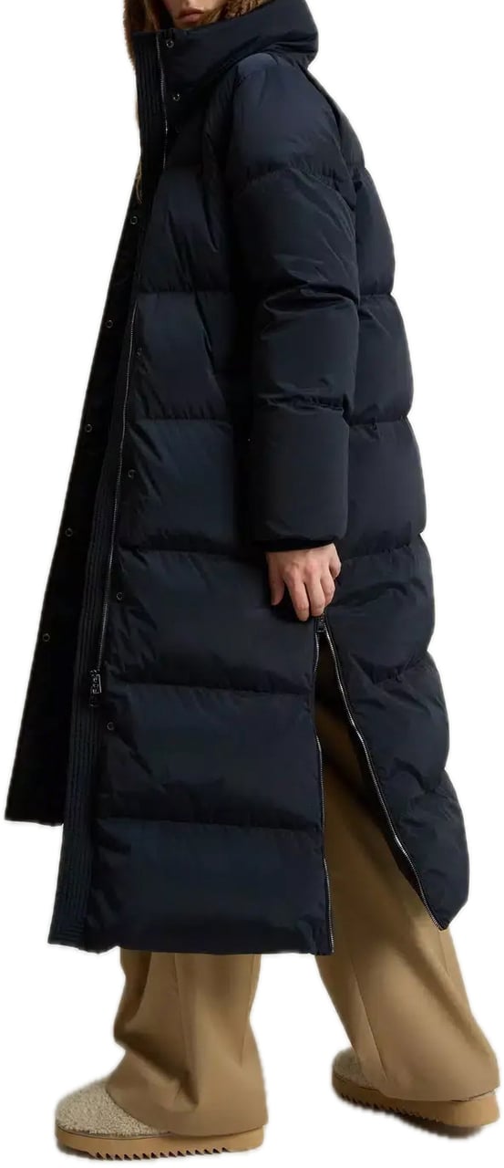 Woolrich Extra Long Kelly Parka Melton Blue Blauw
