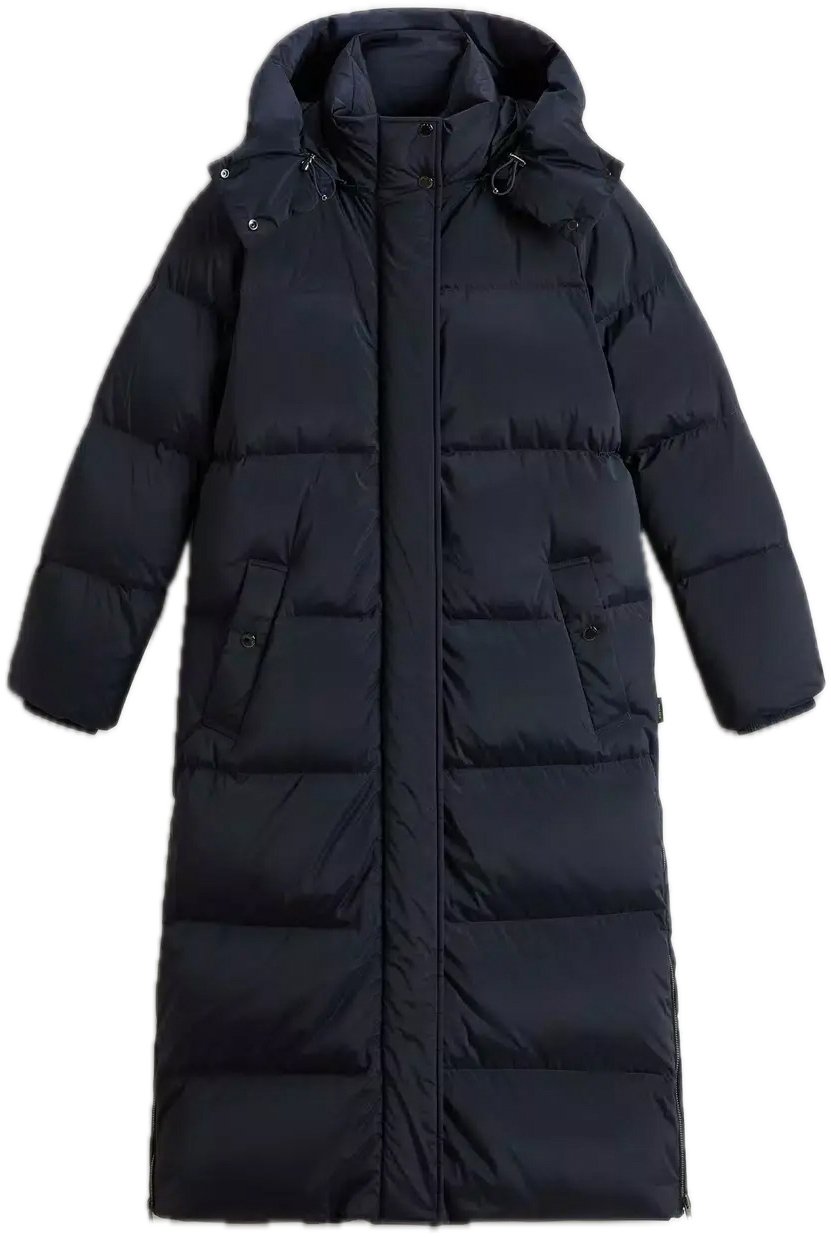 Woolrich Extra Long Kelly Parka Melton Blue Blauw