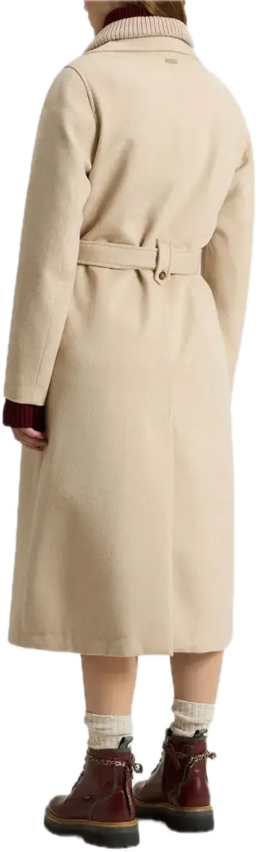 Woolrich Twill Wool Long Coat Cornstalk Taupe
