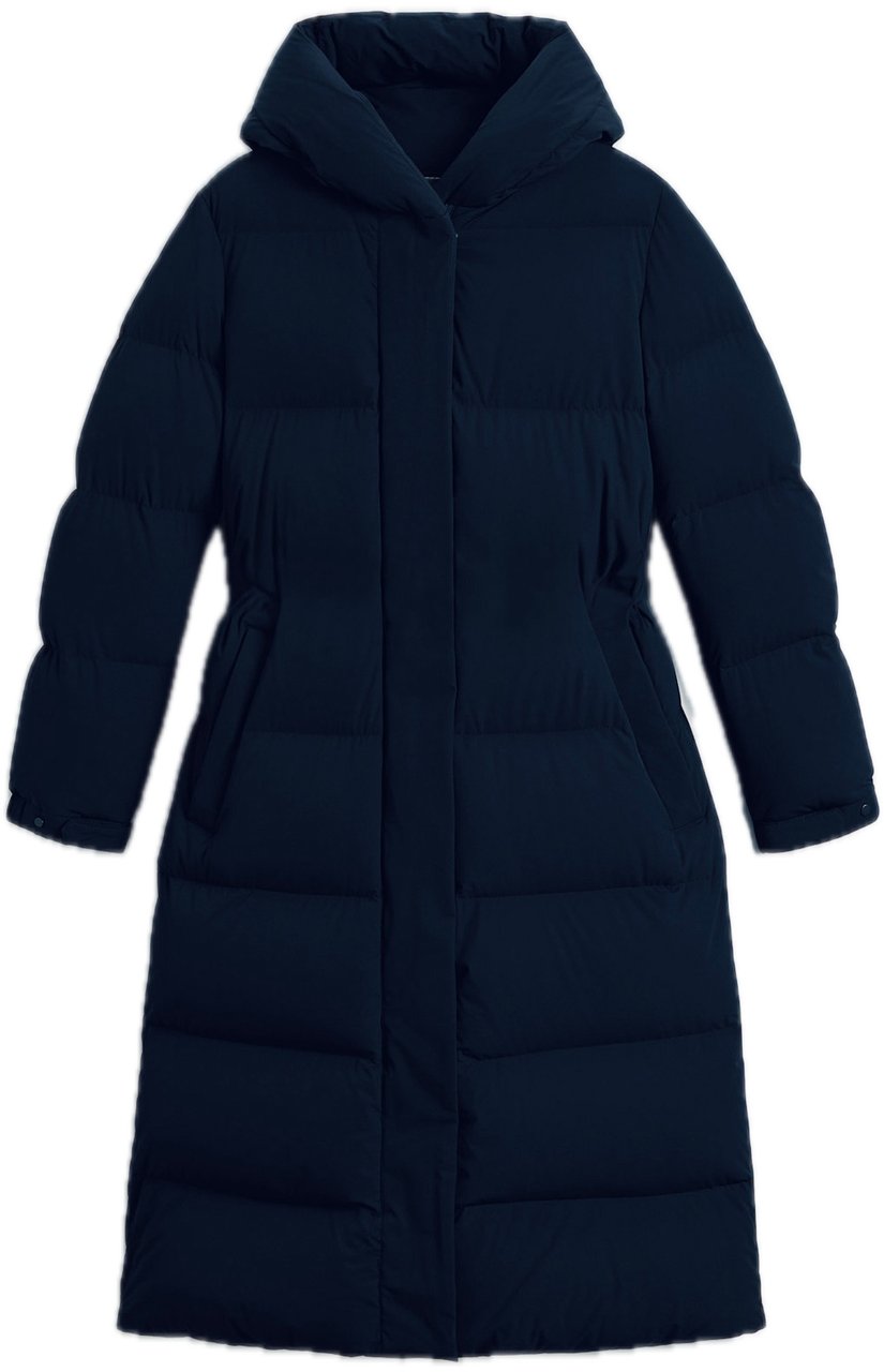 Woolrich Cloud Madison Long Coat Melton Blue Blauw