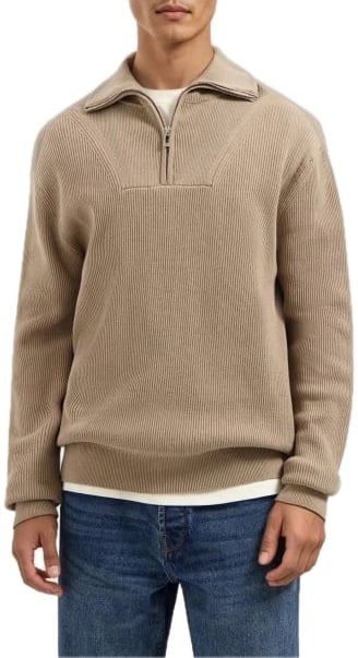 Pure Path ssential knitwear halfzips weater Taupe