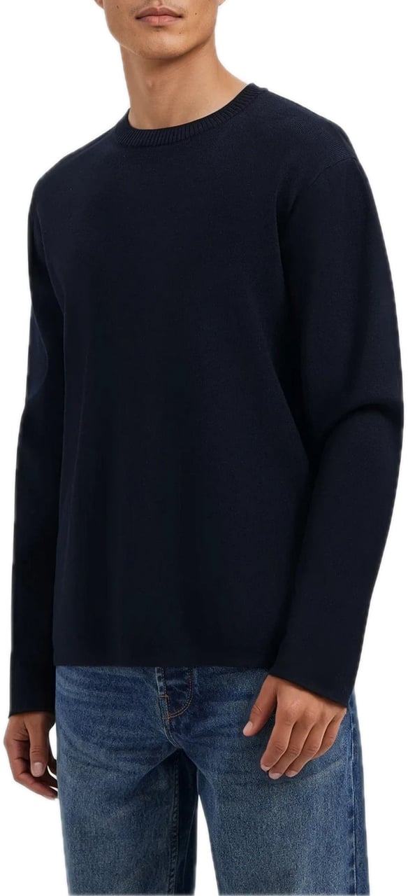 Pure Path Heavy Knit Sweater Dark Navy Blauw