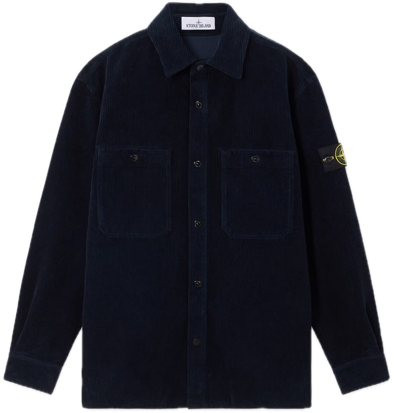 Stone Island shirjacket velours blue Blauw