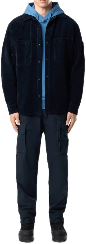 Stone Island shirjacket velours blue Blauw