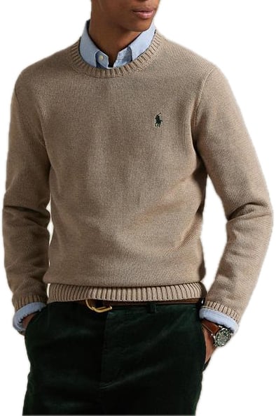 Ralph Lauren bruine trui met groene logo Bruin