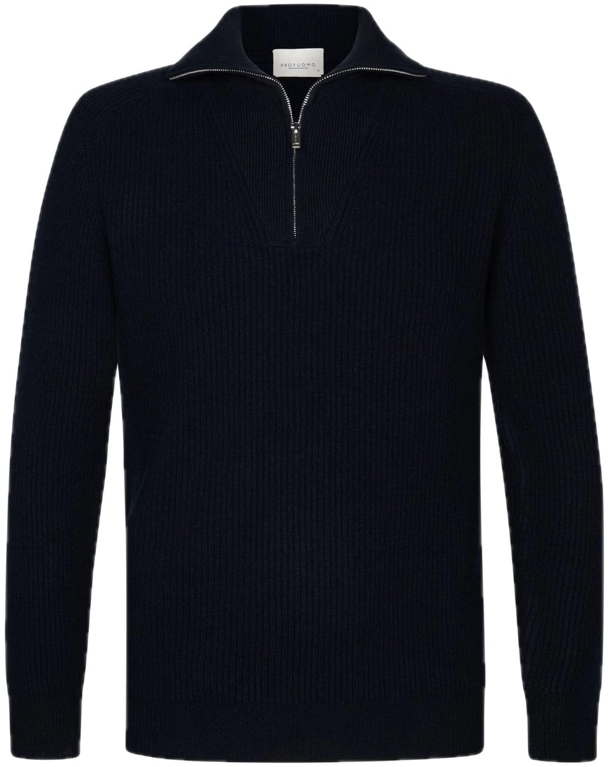 Profuomo Blauwe wollen schipperstrui Blauw
