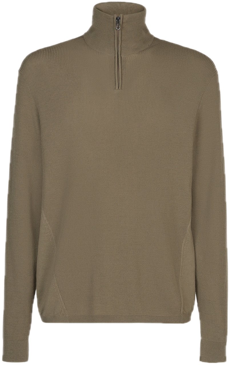SEASE Waffle Half Zip Turtle Neck Groen