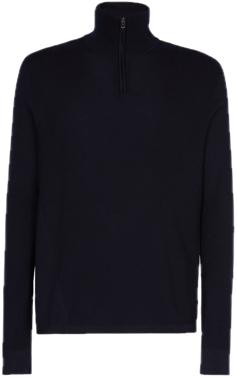 SEASE Waffle Half Zip Turtle Neck Blauw