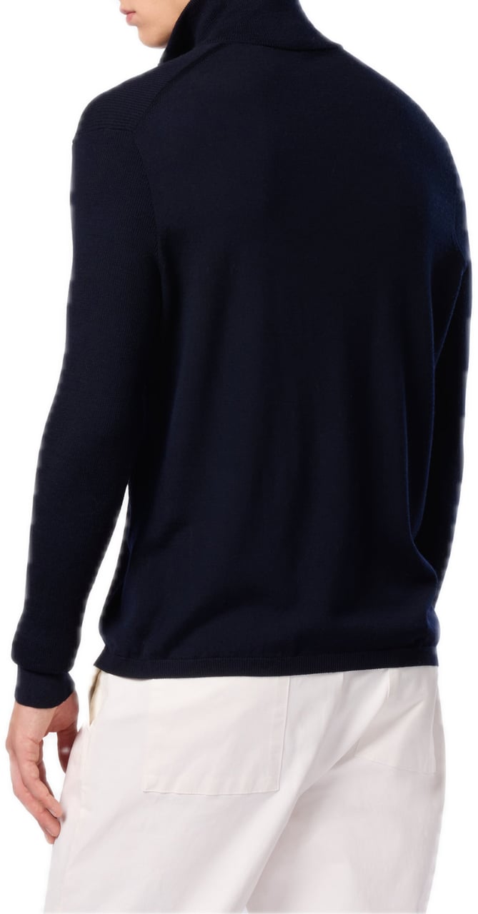 SEASE Waffle Half Zip Turtle Neck Blauw