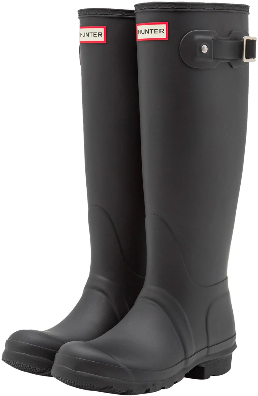Hunter Tall Boots Womens Tri-Colour Logo Backstrap Nero Zwart