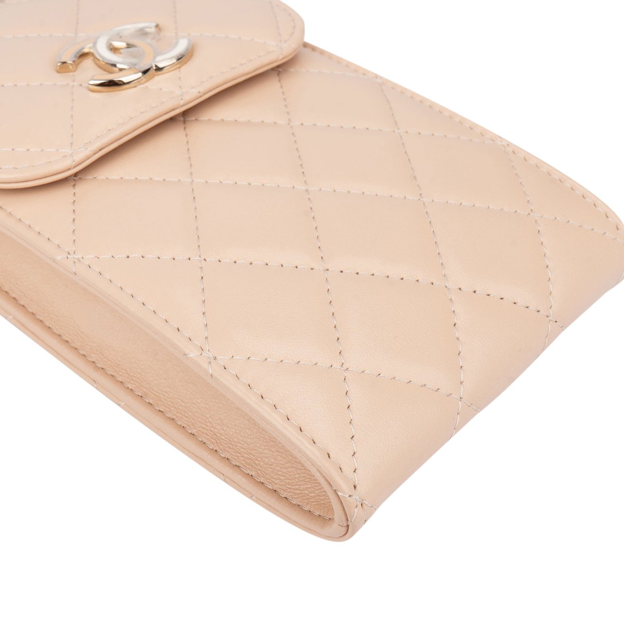 Chanel Chanel Quilted Lambskin On Chain Single Flap Crossbody Bag Beige
