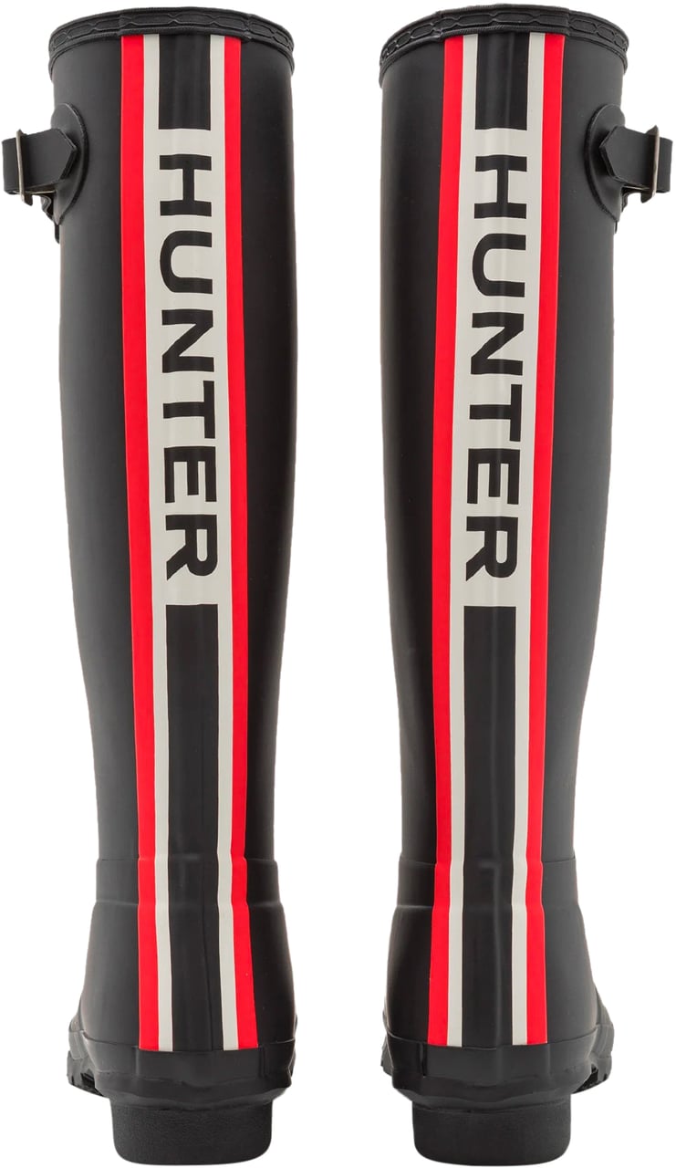 Hunter Tall Boots Womens Tri-Colour Logo Backstrap Nero Zwart