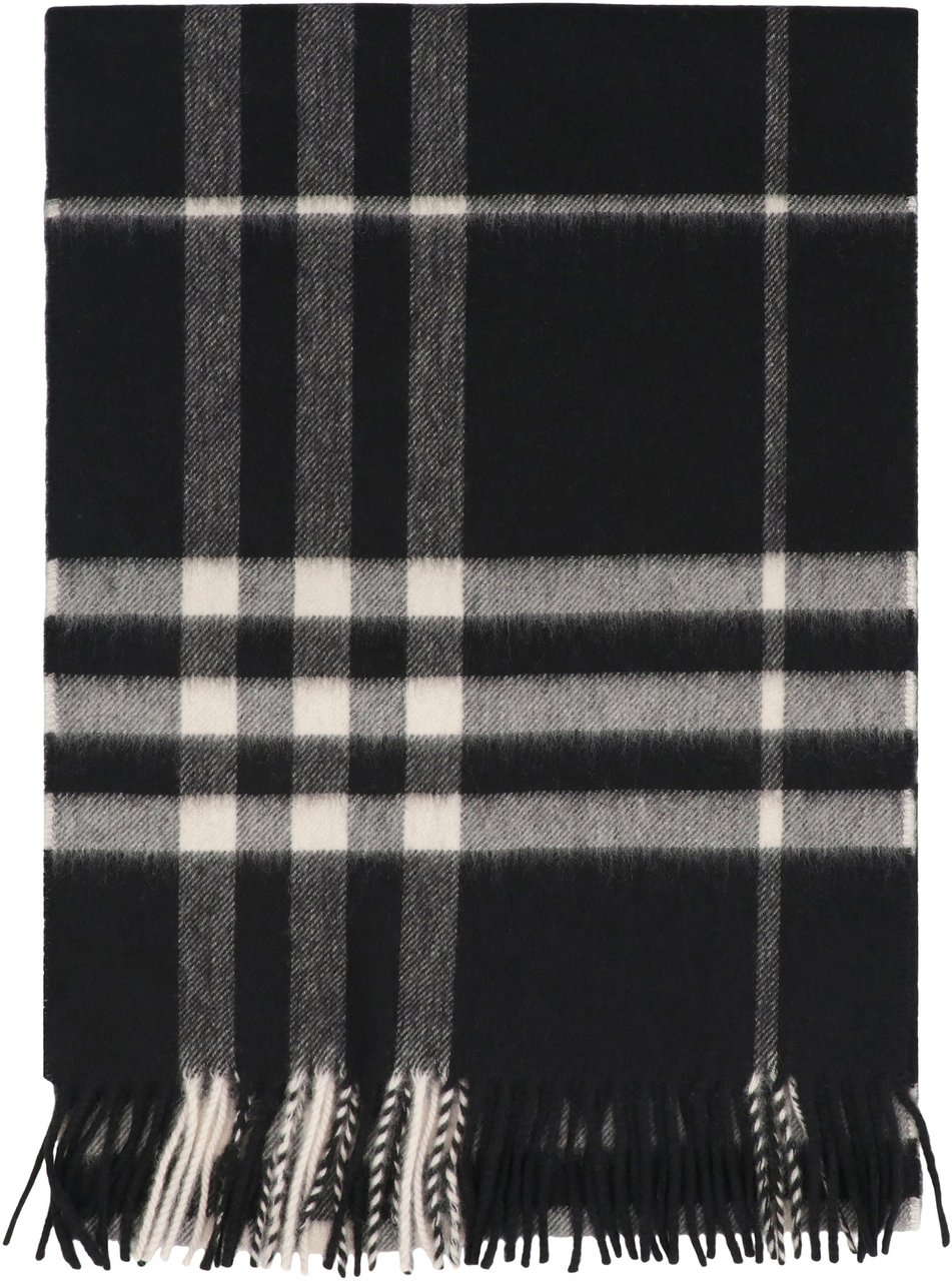 Burberry Checked cashmere scarf Zwart