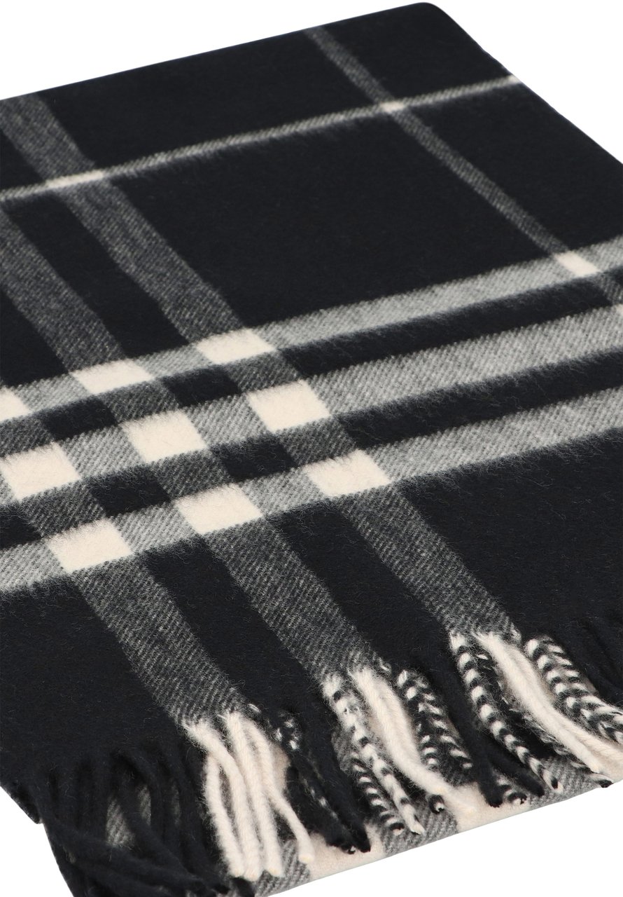 Burberry Checked cashmere scarf Zwart