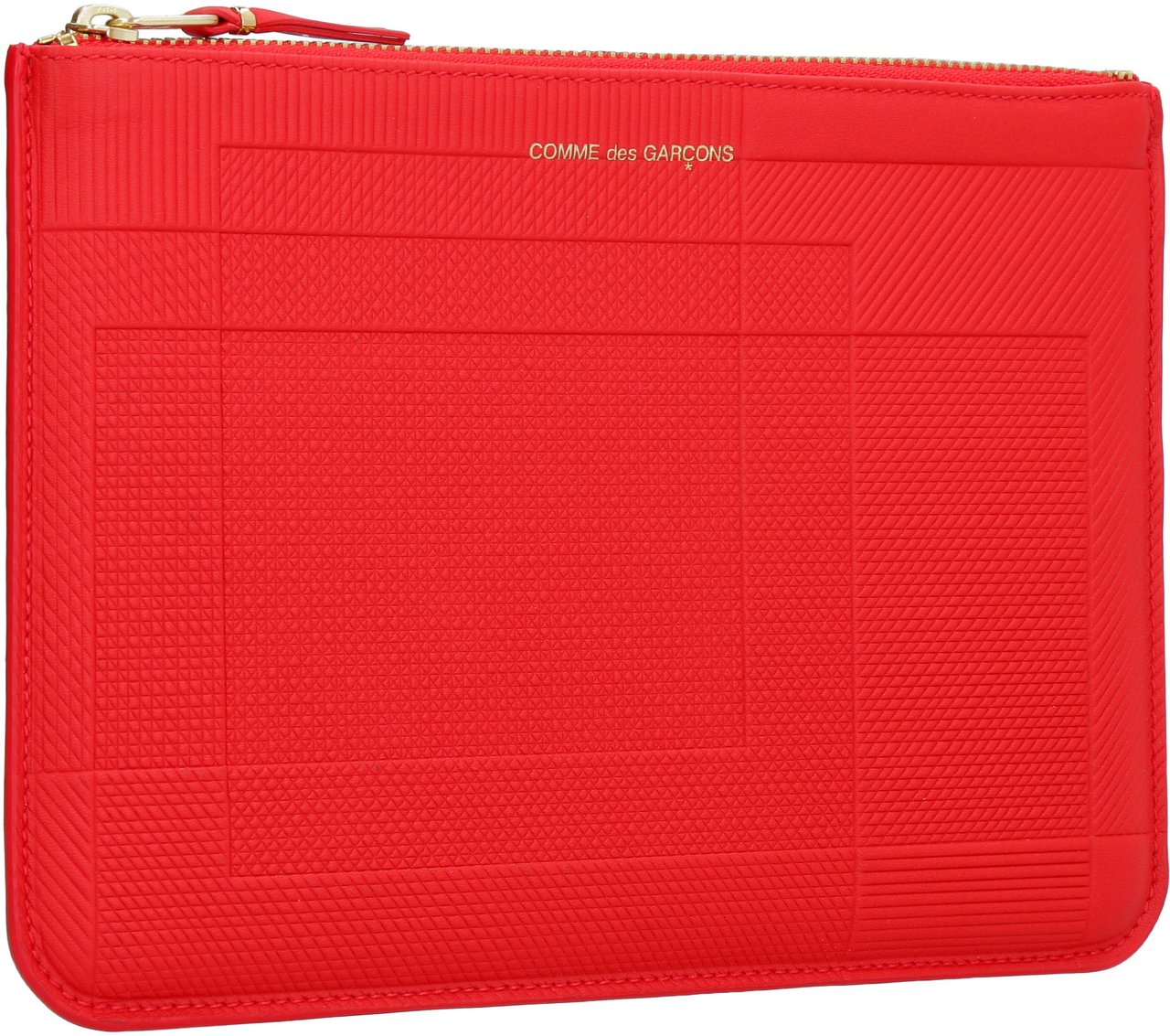Comme des Garçons Logo detail flat leather pouch Rood