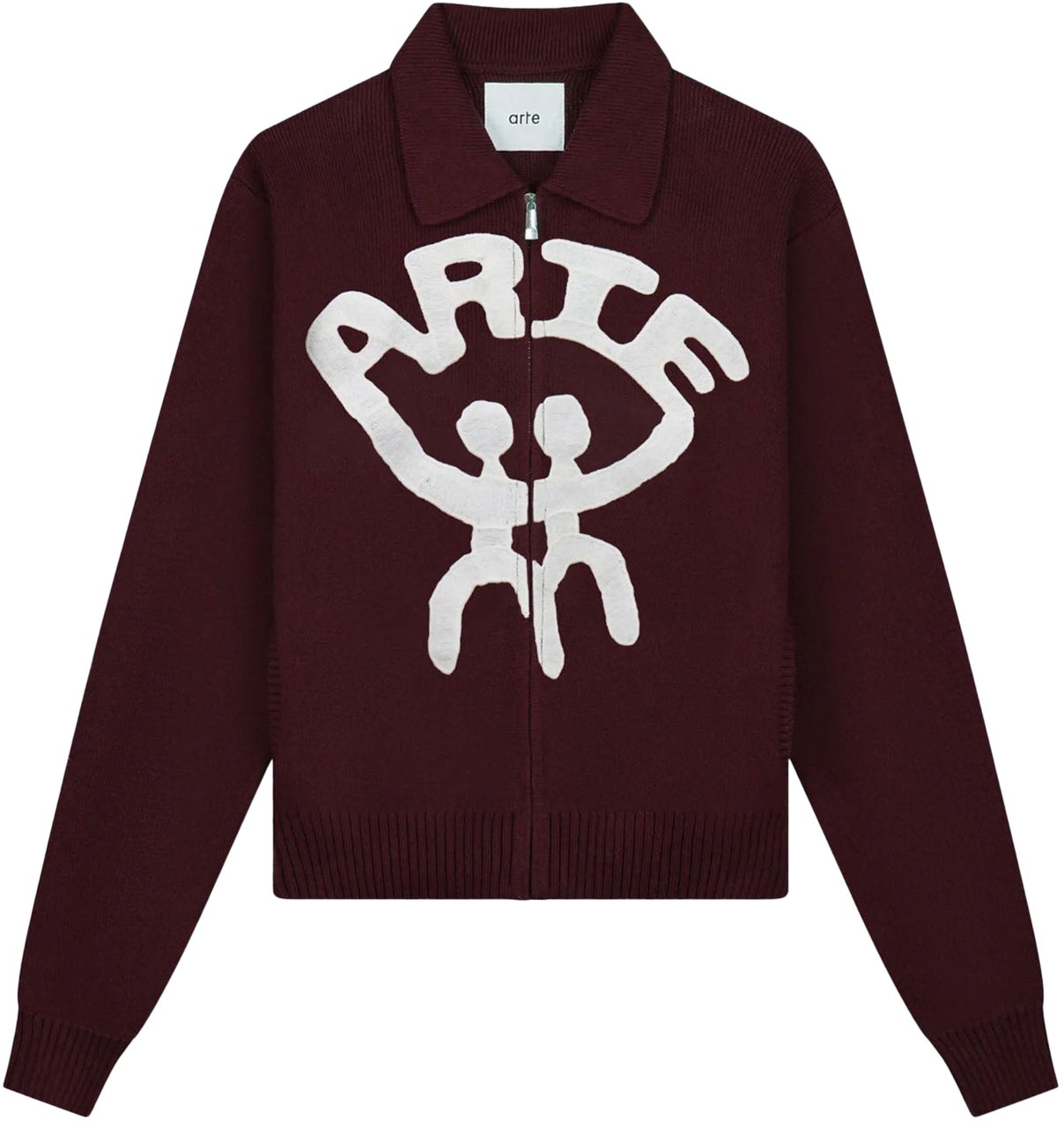 Arte Antwerp ALL TOGETHER LOGO CARDIGAN BURGUNDY Rood