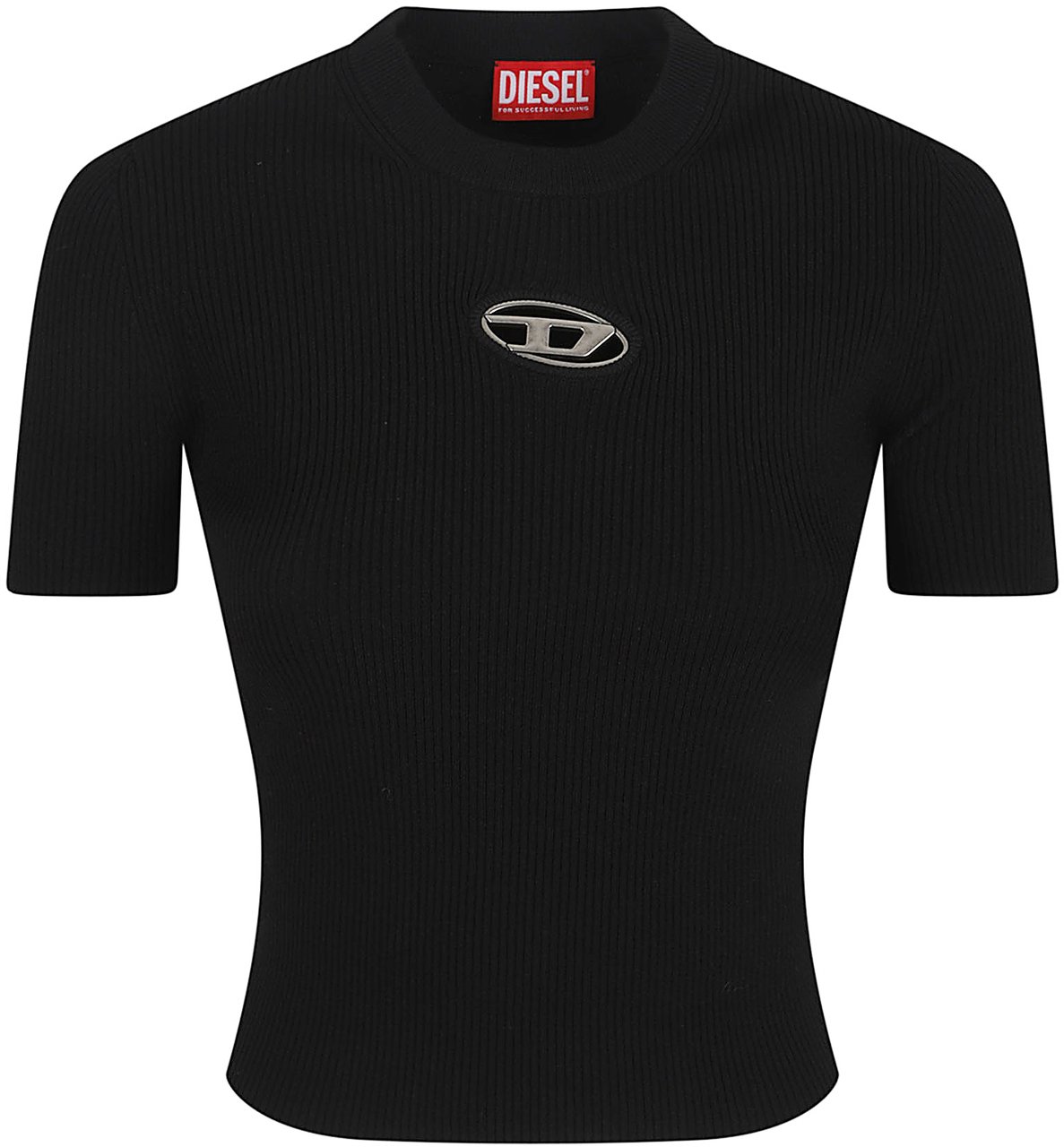 Diesel Top nero Diesel aderente con logo frontale Divers