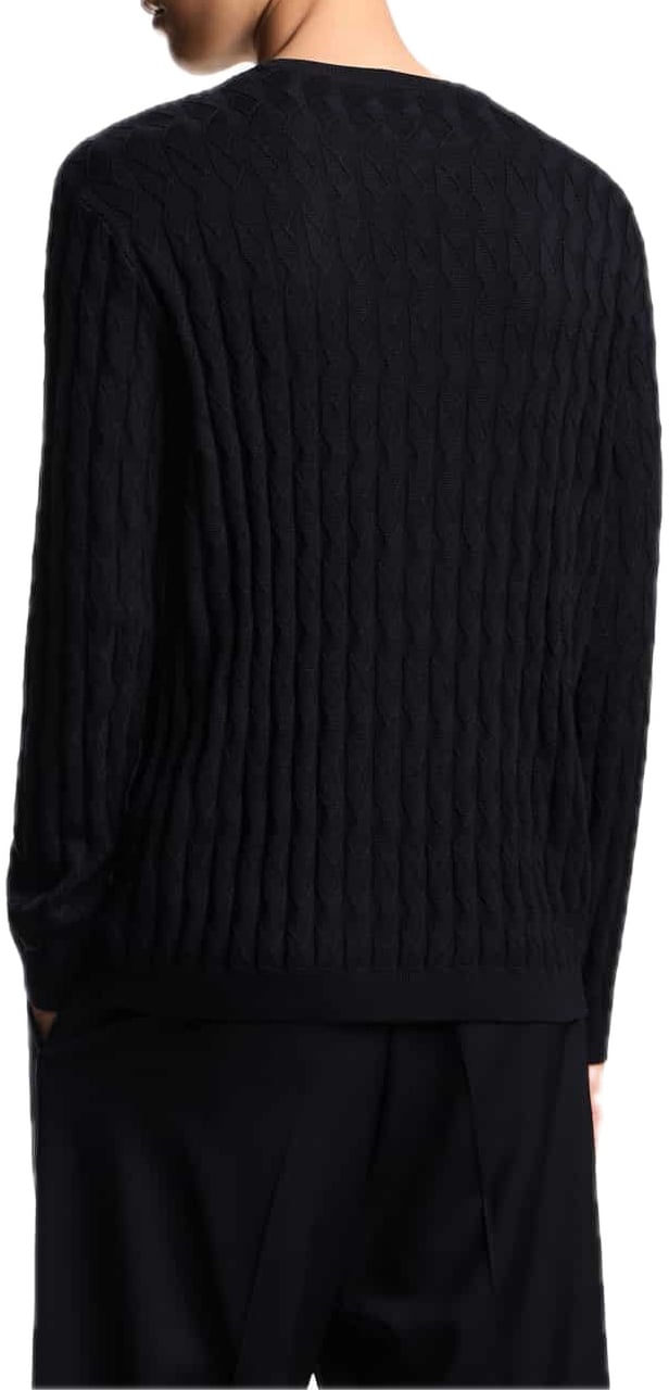 Emporio Armani Patterned Stitch Jumper Black Zwart