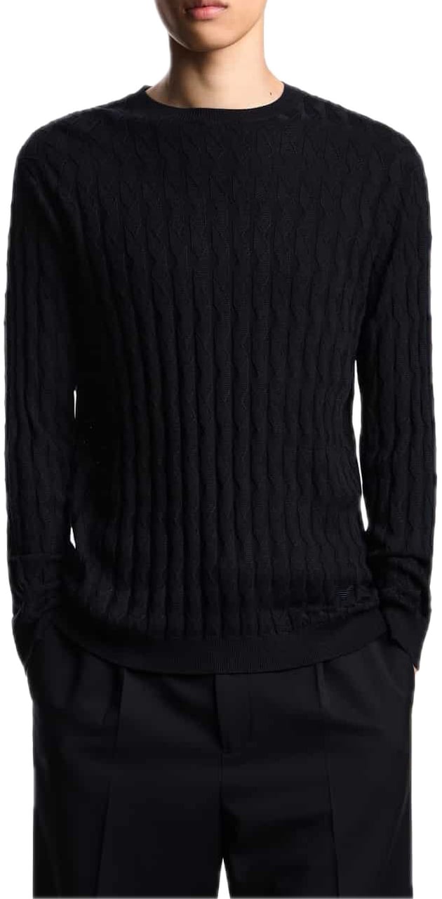Emporio Armani Patterned Stitch Jumper Black Zwart