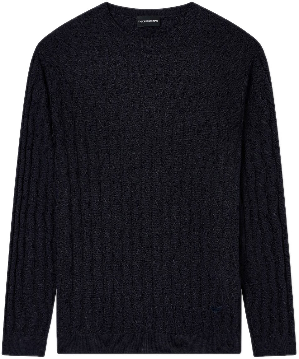 Emporio Armani Patterned Stitch Jumper Black Zwart