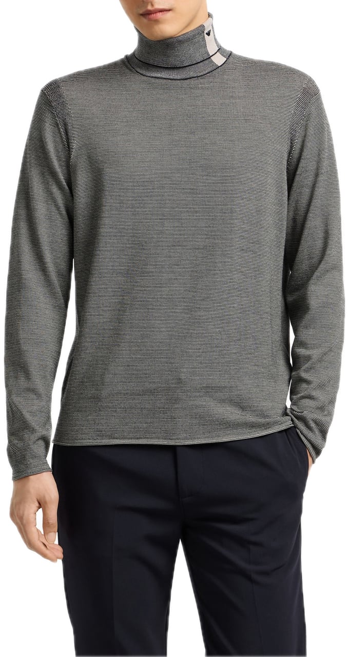 Emporio Armani Striped rollneck Blue Blauw