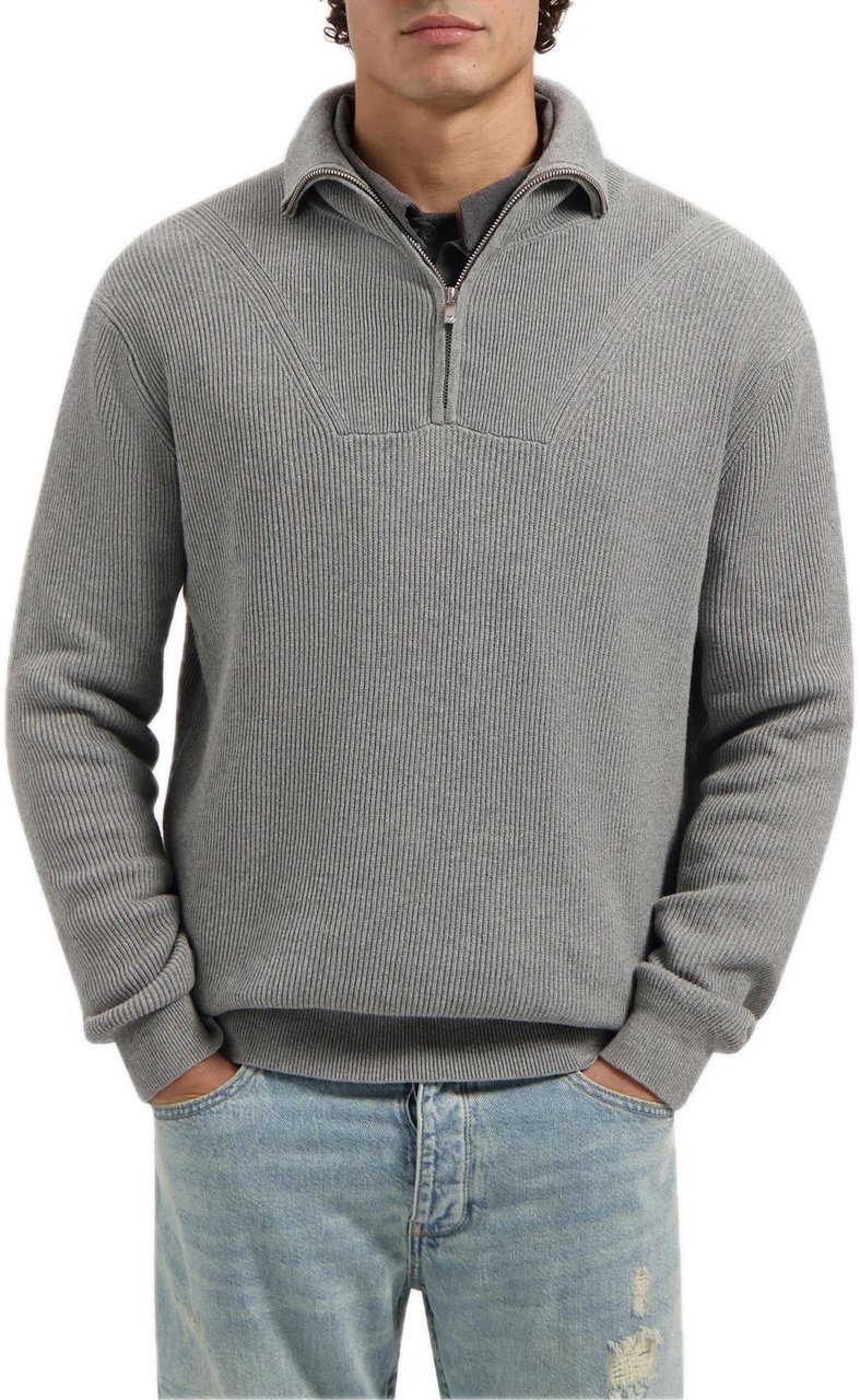 Pure Path Knit Half-zip Sweater 25030806 Grey Grijs