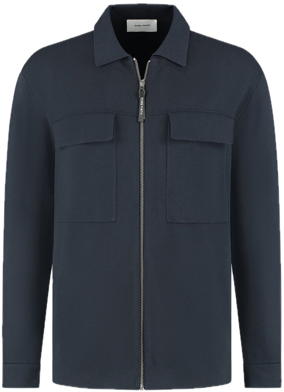 Pure Path Heavy Knit Full-zip Cardigan Blauw