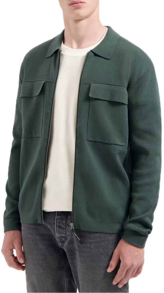 Pure Path Heavy Knit Full-zip Cardigan Groen
