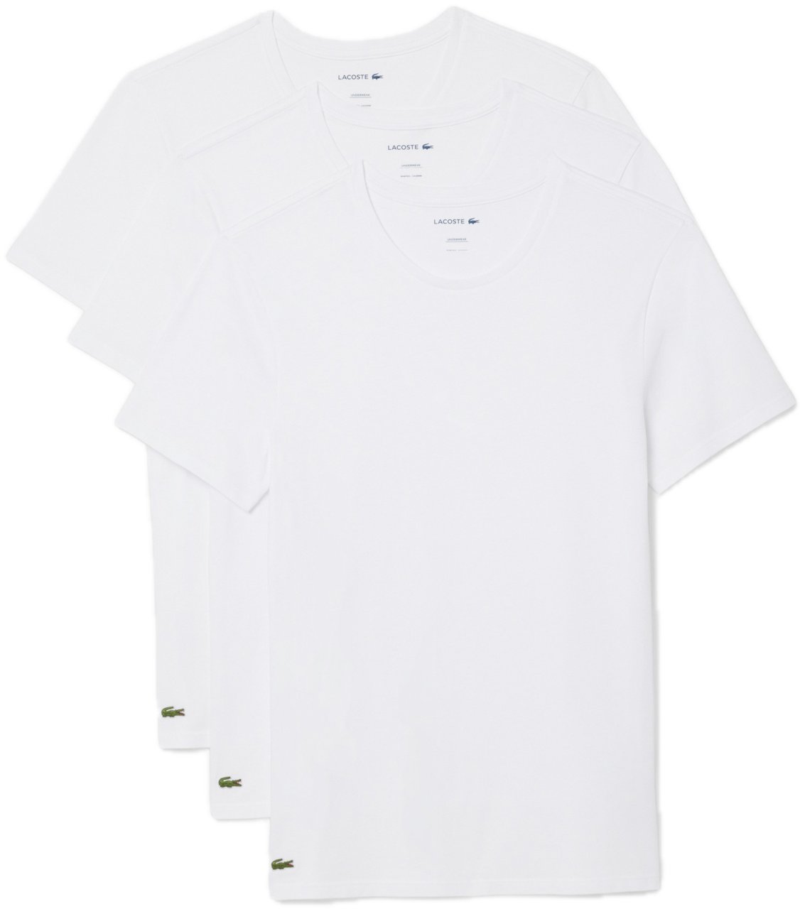 Lacoste 3-Pack Slim Fit Lounge-T-shirts Wit