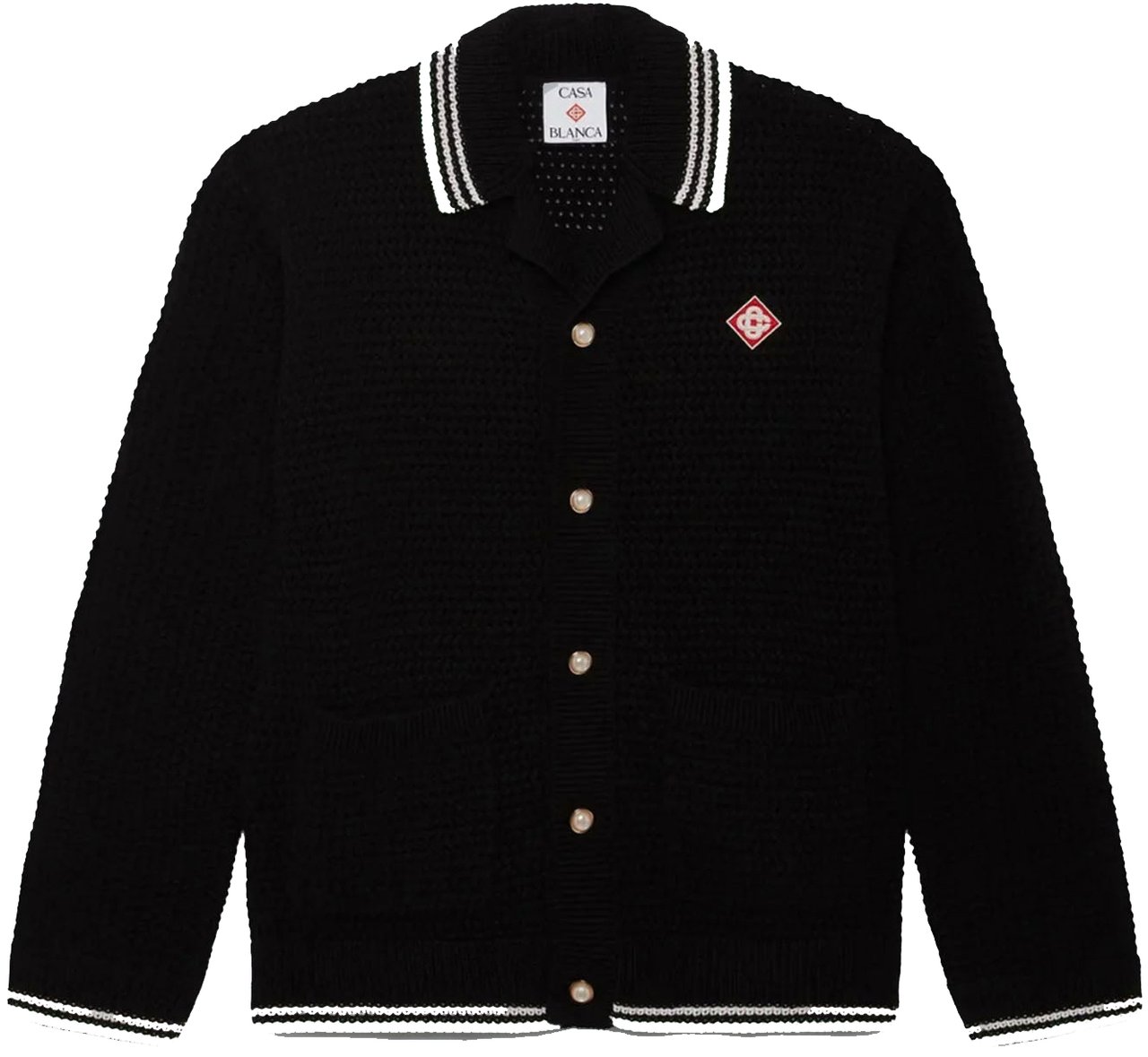 Casablanca EMBROIDERED FAUX CROCHET LONG SLEEVE SHIRT Zwart