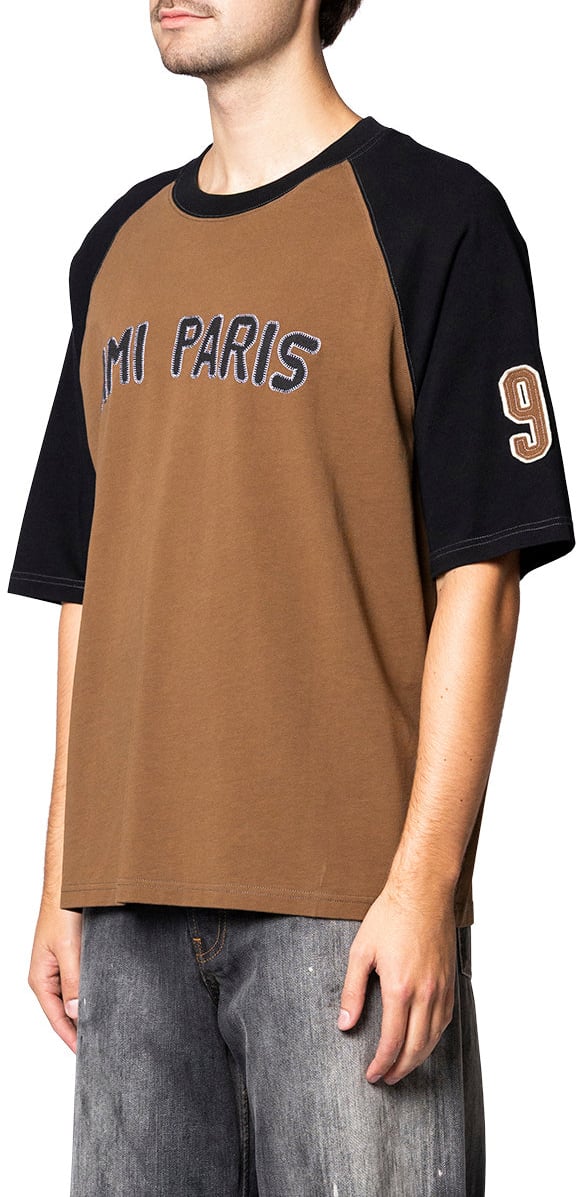 AMI Paris TEESHIRT PATCH HAZELNUT/BLACK Bruin