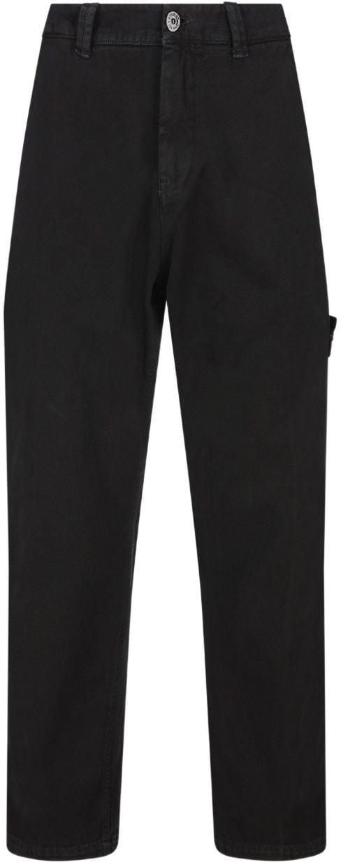 Stone Island Pantaloni Stretch Organic Cotton Broken Twill Old Effect Blauw