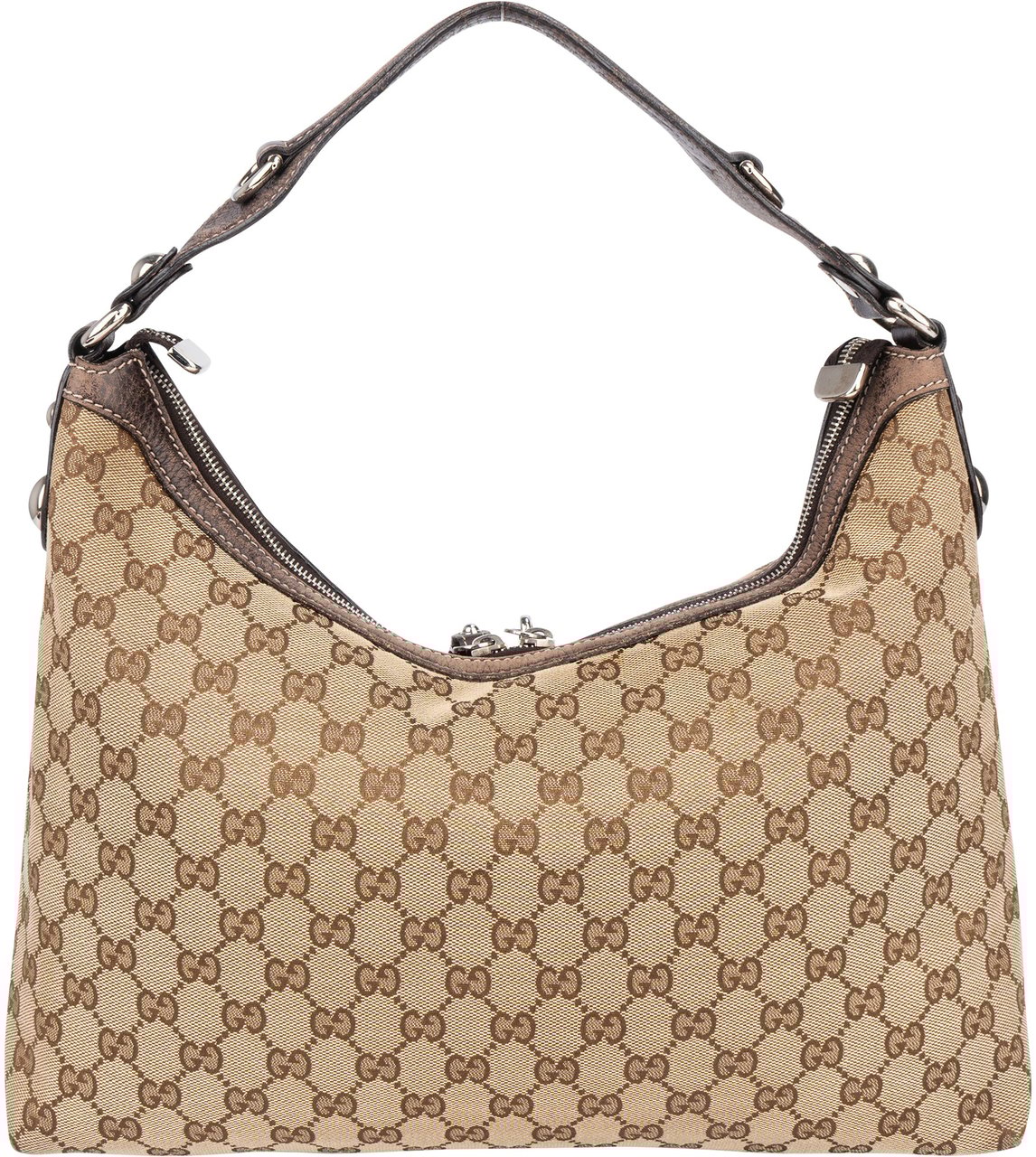Gucci Gucci GG Monogram Horsebit Hobo Bag Bruin