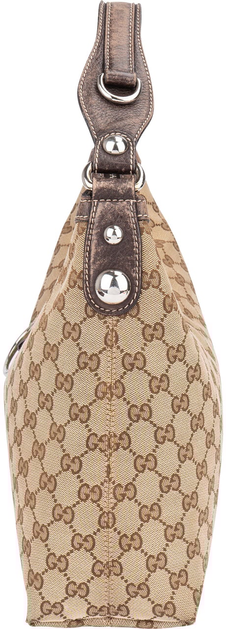 Gucci Gucci GG Monogram Horsebit Hobo Bag Bruin