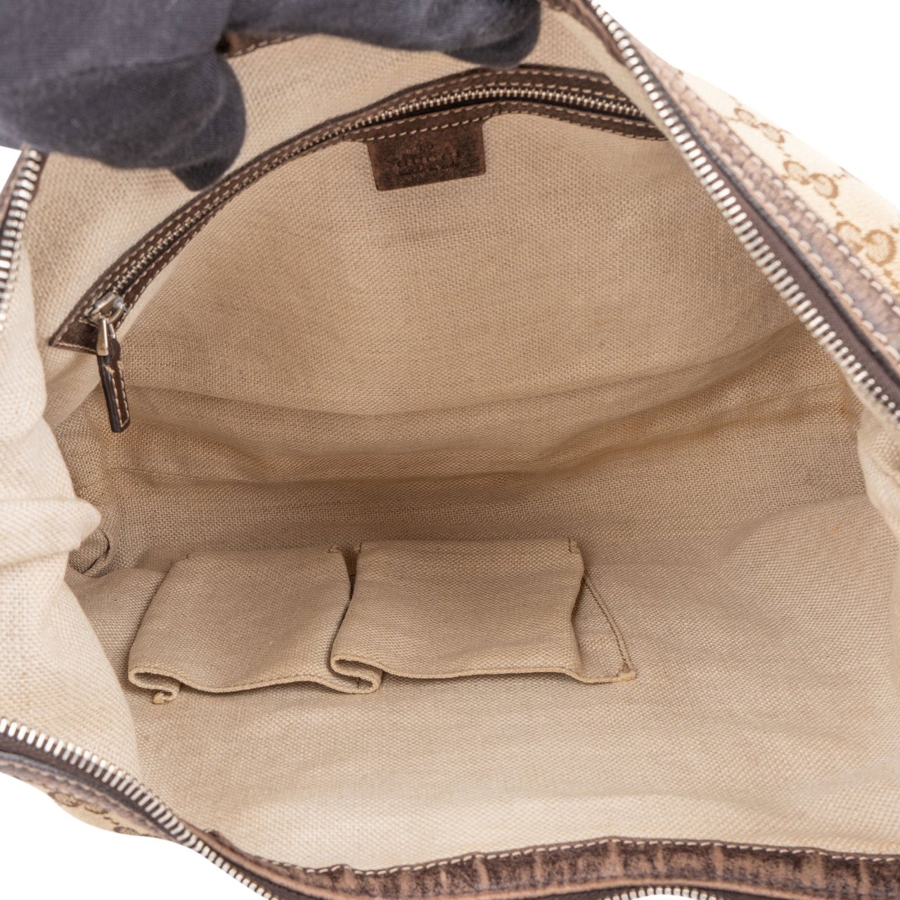Gucci Gucci GG Monogram Horsebit Hobo Bag Bruin